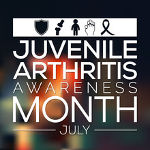 Juvenile Arthritis Awareness Month Is Observed Every Year In July. The Most Common Symptoms Of The Disease Are Joint Swelling, Pain And Stiffness, It Is Usually An Autoimmune Disorder. Vector Art