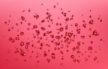 Red wine or juice water with bubbles and drops.