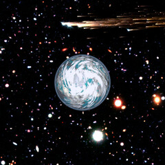 Wall Mural - comet over the earth. meteor rain. the elements of this image furnished by nasa.