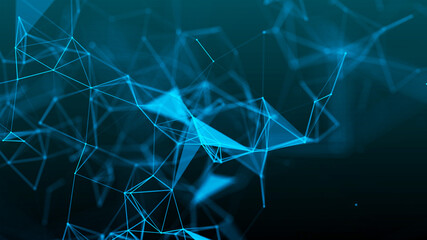 Leinwandbilder - Network connection system.Background with connection dots and lines. Big data vizualization. 3d rendering. 