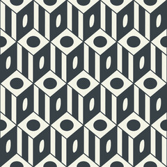 Poster - Seamless pattern of simple contrast cubes. Repeating geometric texture in flat style. Vector monochrome background. Suitable for wallpaper, wrapping paper, fabric