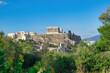 Acropolis , Parthenon , blue sky in spring . Athens ,Greece 4-25-2021