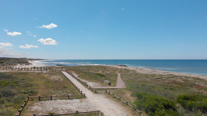 Wall Mural - DRONE AERIALVIEW: The Castle Beach in Neiva, Viana do Castelo, Portugal.