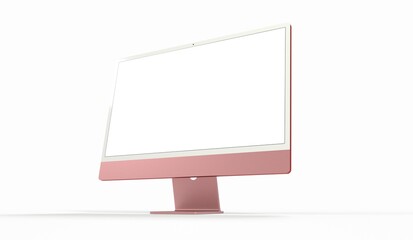 Computer display with blank white screen 3d