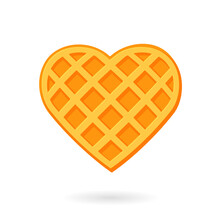 Heart Shaped Waffle Icon. Clipart Image Isolated On White Background