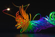 © Rana Dias/Caia Image - Digitally generated image, multicolor fiber optic wires