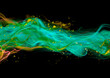 © Rana Dias/Caia Image - Vibrant green and yellow wave pattern on black background