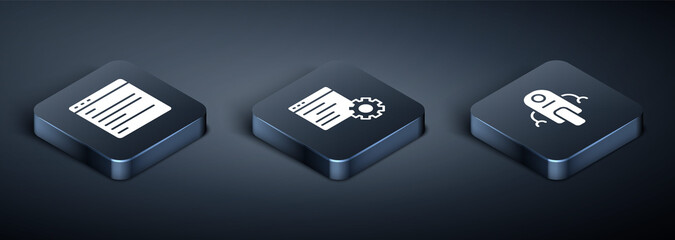 Poster - Set Isometric Computer api interface, Robot and icon. Vector