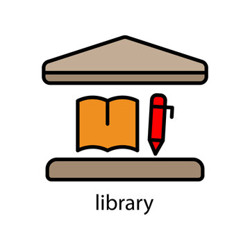 Library lineal color icon. Editable stroke. Design template vector