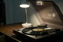 Vinyl Player With Warm Backlighting