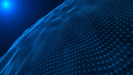 Leinwandbilder - Big data visualization. Abstract  wave. Digital background.  3d rendering.