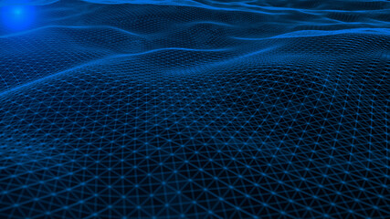 Leinwandbilder - Big data visualization. Abstract  wave. Digital background.  3d rendering.