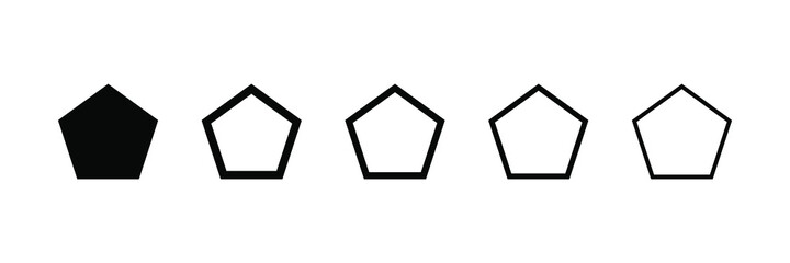 Wall Mural - pentagon shapes, pentagon icon of vector geometry pentagonal five-sided polygon pentagon line