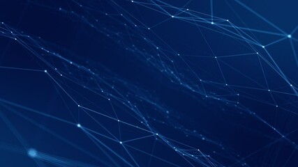 Poster - motion graphic of blue polygonal and dot connection with abstract background camera zoom seamless lo