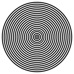 Poster - Twenty black circles in one. Like target or dart board. Black and white colors.