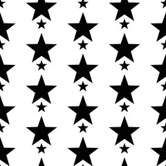 Poster - Big and small black stars pattern. Seamless vector black stars wallpaper.