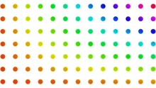 Color Of Rainbow Spectrum Gradient Flowing Over Grid Of Neat Polka Dots Spots