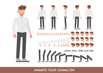 Businessman wear white shirt character vector design. Create your own pose.