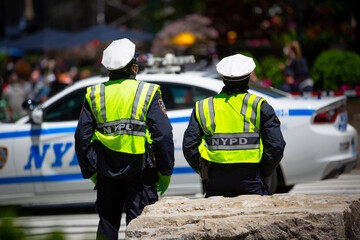 two New York City traffic police women in midtown