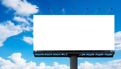 mockup large white blank billboard or white promotion poster displayed on the outdoor against the bl