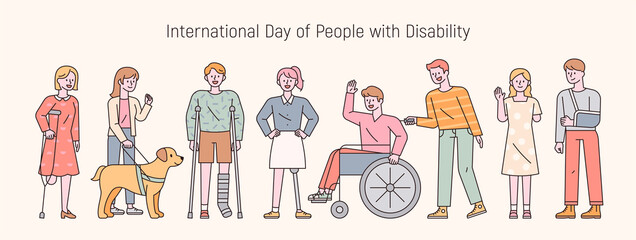 Fototapete - International day of people with disability. flat design style minimal vector illustration.