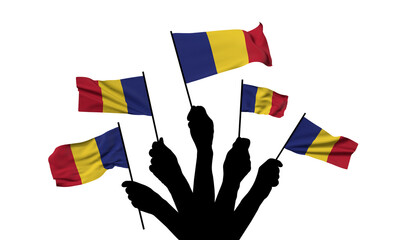 Wall Mural - Romania national flag being waved. 3D Rendering