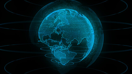 Aufkleber - 3d rendering digital earth rotating, Global network connection technology digital abstract background.