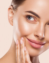 Wall Mural - beauty face woman close up face natural make up healthy beauty skin care
