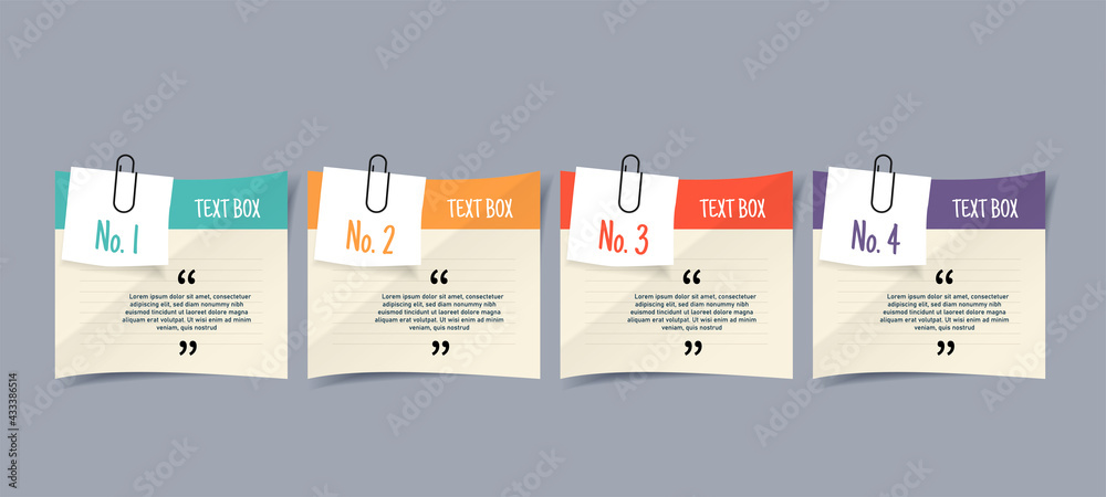 Text box design with note papers. Stock Vector | Adobe Stock