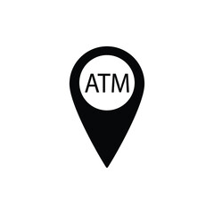 Poster - atm icon map point, destination with bank ATM sign 