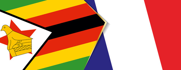 Sticker - Zimbabwe and France flags, two vector flags.