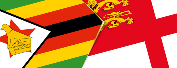 Sticker - Zimbabwe and Sark flags, two vector flags.