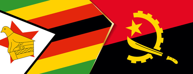 Sticker - Zimbabwe and Angola flags, two vector flags.