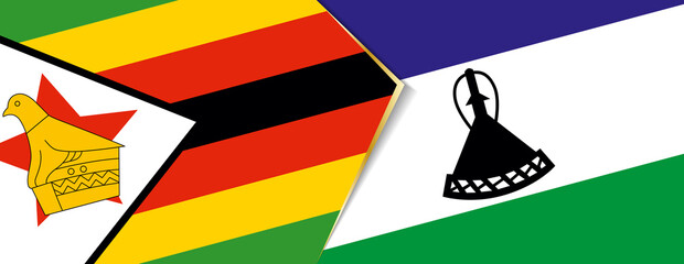 Sticker - Zimbabwe and Lesotho flags, two vector flags.