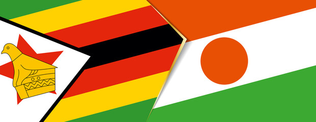 Sticker - Zimbabwe and Niger flags, two vector flags.