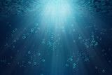 Fototapeta Do akwarium - Blue underwater world of sea or ocean with rays background. Illustration of ecology concept.