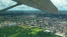 Aerial Views From Small Airplane Of Paramaribo’s Residential Neighborhoods