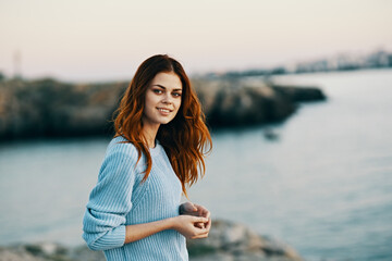 smiling woman outdoors travel cropped view freedom