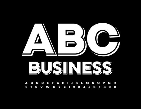 Vector White creative Alphabet Letters and Numbers set. Trendy simple Font