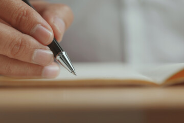 Poster - Close-up writing on a piece of paper. Writing love letters with pen