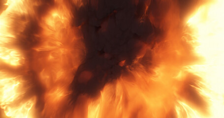 Poster - thick dark smoke with flaming explosion.