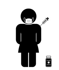 Poster - Femme vaccinée contre la Covid-19, Icon