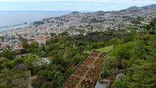 Flying Over Flower Carpet And Funchal City, Madeira, Portugal