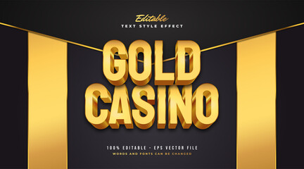 Wall Mural - gold casino text style with embossed effect. editable text style effect