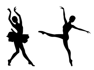 Abstract two silhouettes of charming women dancer