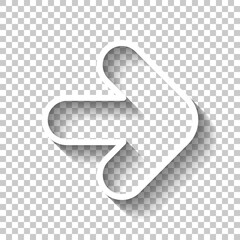 Poster - Arrow, direction or pointer, simple icon. White linear icon with editable stroke and shadow on transparent background