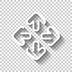 Poster - Arrow, direction or pointer, simple icon. White linear icon with editable stroke and shadow on transparent background