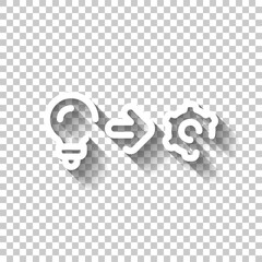 Process of implementation, business icon. White linear icon with editable stroke and shadow on transparent background
