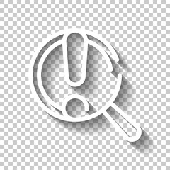 Poster - Exclamation danger sign, hazard warning, simple alert icon. White linear icon with editable stroke and shadow on transparent background