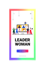 Poster - businesswomen having online conference meeting mix race business women discussing during video call